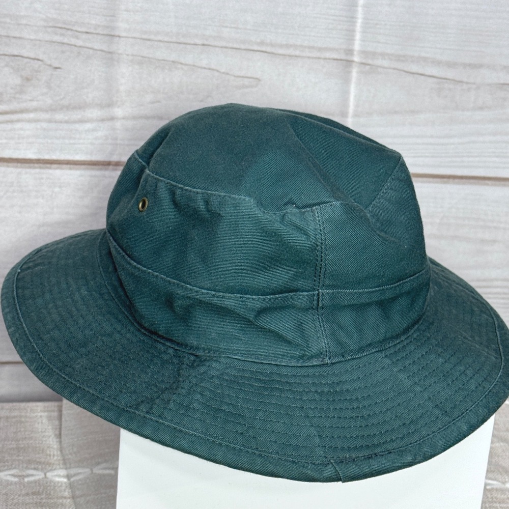 Polo Ralph Lauren Bucket Hat Green Vintage Made In USA Sportsman Blue Pony Large - Picture 3 of 4